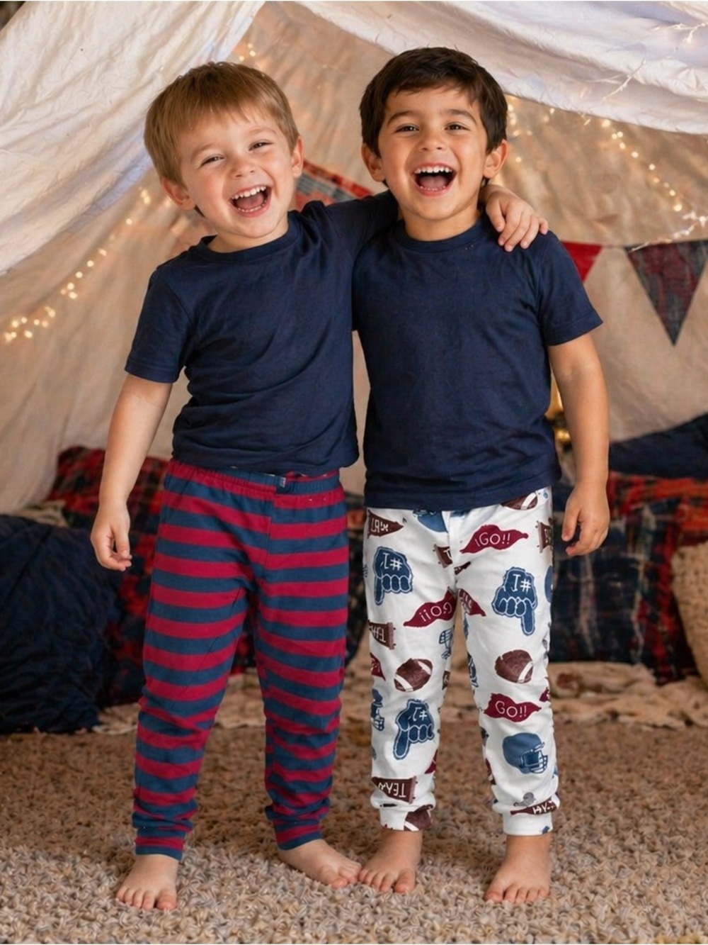 Carter's Navy & Red Striped and Football Print PJ Bottoms (Pants Only) - Bundle